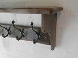 Reclaimed wood Hat & Coat Rack with shelf Cottage Country style with Ornate Decor hooks