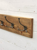 Copy of Handmade Reclaimed Victorian boards wooden Rustic Hat and Coat Rack Triple hooks