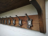 Handmade Coat Rack with Shelf – School Style Numbered Hooks Rustic looking wood