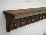 Handmade Coat Rack with Shelf – School Style Numbered Hooks Rustic looking wood