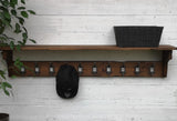 Handmade Coat Rack with Shelf – School Style Numbered Hooks Rustic looking wood