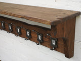 Handmade Coat Rack with Shelf – School Style Numbered Hooks Rustic looking wood