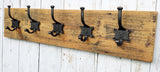 Reclaimed Victorian boards Coat and Hat Rack with Number hooks No 1-5 waxed wood