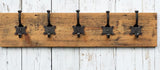 Reclaimed Victorian boards Coat and Hat Rack with Number hooks No 1-5 waxed wood