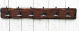 Handmade Reclaimed Wood Cottage Country Vintage style Coat & Hat Rack with Wide cast iron hooks