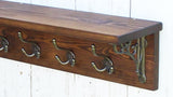 Reclaimed wood Hat&Coat Rack with shelf Cottage Vintage style with wall brackets and Triple hooks