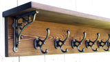 Reclaimed wood Hat&Coat Rack with shelf Cottage Vintage style with wall brackets and Addison hooks