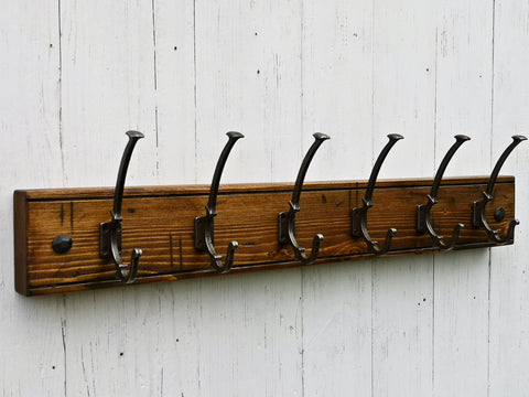 Wooden Coat Rack Rustic Vintage Victorian Cast Iron Hooks Solid Wood H –  Rustic Wooden Crafts