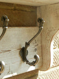 Reclaimed wood Coat & Hat Rack with shelf Shabby Chic Distressed White Wash with Ornate Decor hooks
