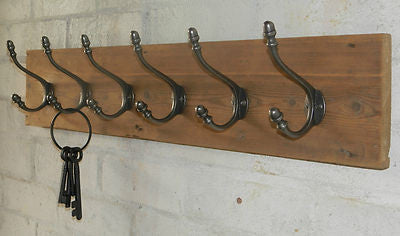Handmade Reclaimed wood Hat and Coat Rack Rustic Shabby Eco with Acorn style hooks
