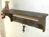 Reclaimed wood Hat & Coat Rack with shelf Cottage Country style with Triple hooks