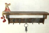 Handmade Reclaimed wood Cottage Country Vintage style Hat & Coat Rack with shelf and Adison hooks