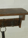 Handmade Reclaimed wood Cottage Country Vintage style Hat & Coat Rack with shelf and Wide Cast iron Hooks