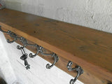Reclaimed wood Hat and Coat Rack with shelf Rustic Shabby Eco with Ornate Decor hooks