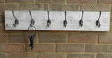 Handmade Reclaimed wood Hat and Coat Rack Rustic Shabby chic white wash with Acorn style hooks