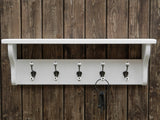 Farmhouse Solid wood Hat and Coat Rack with shelf French white with ceramic hook